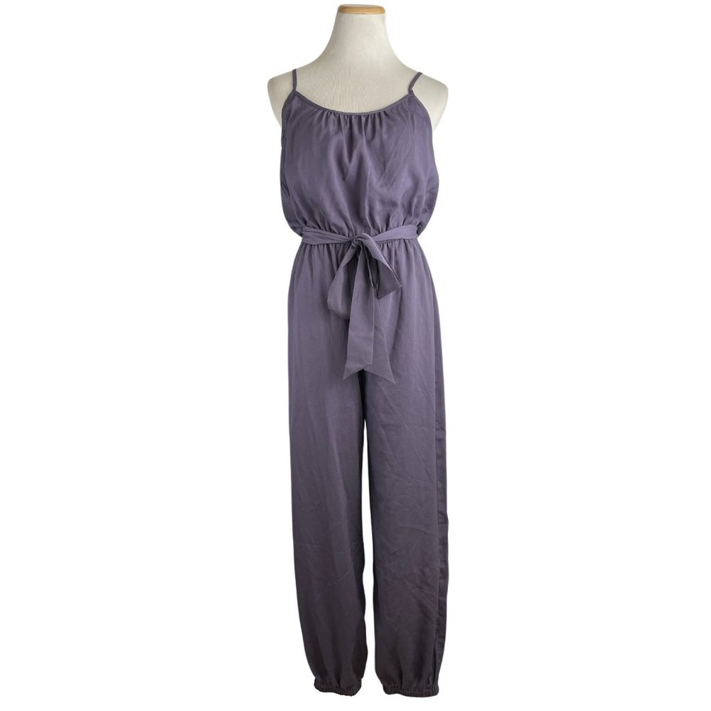 NAKED ZEBRA Jumpsuit Size Small NWT Purple Thin Straps Elastic Waist Legs Belt